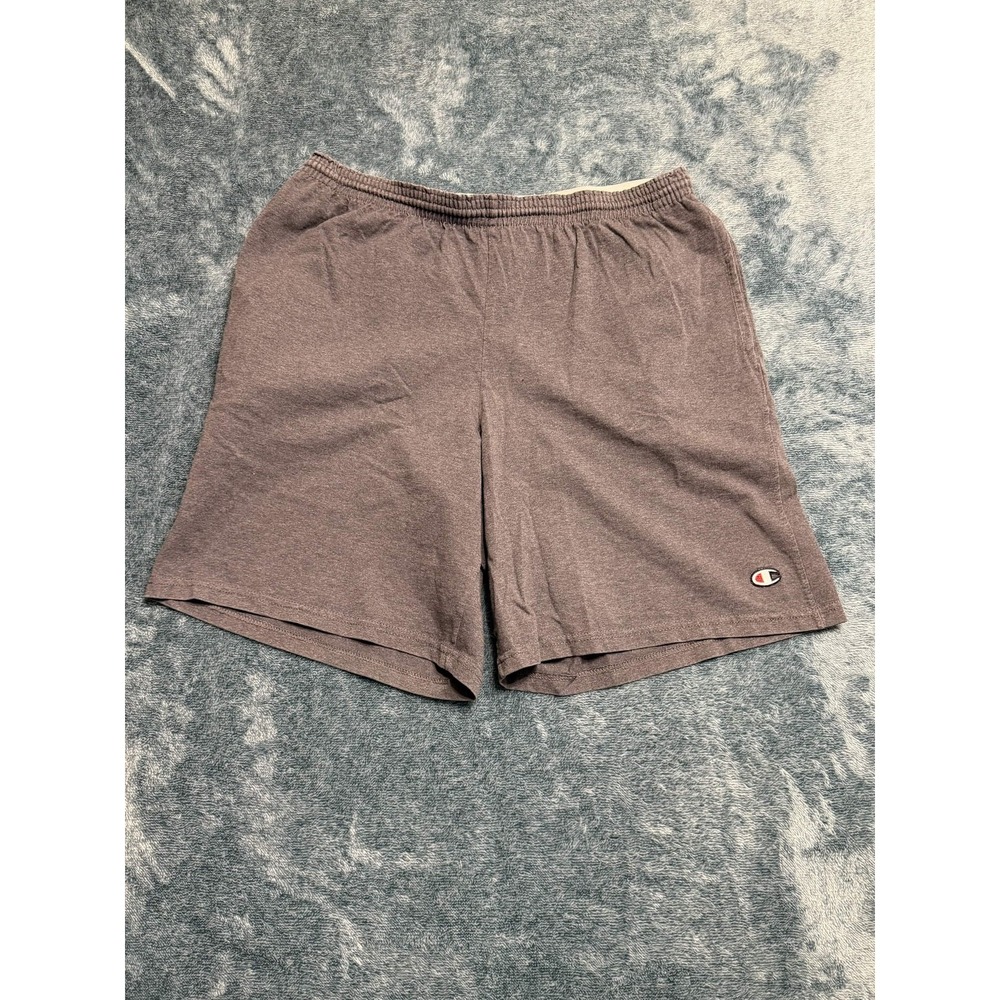 Champion Mens Shorts Size L Athletic Shorts Gray Heather Taupe Jersey 8.5 In